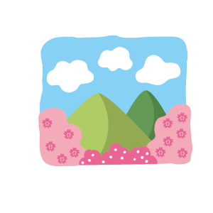 桜と山並みイラスト